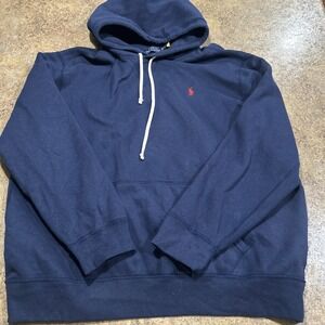 Polo Ralph Lauren Hoodie Sweatshirt Blue Mens Red Pony Size XXL
